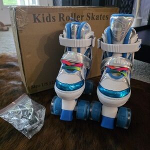 Kids Roller Skates with Blue and Silver Accents